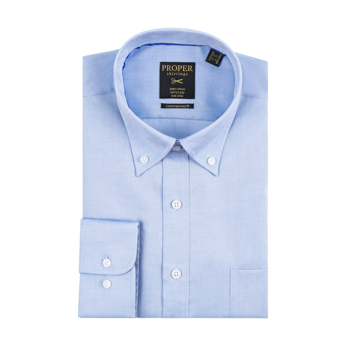 PROPER PINPOINT 100s 2 PLY COTTON CONTEMPORARY FIT BUTTON-DOWN COLLAR ...