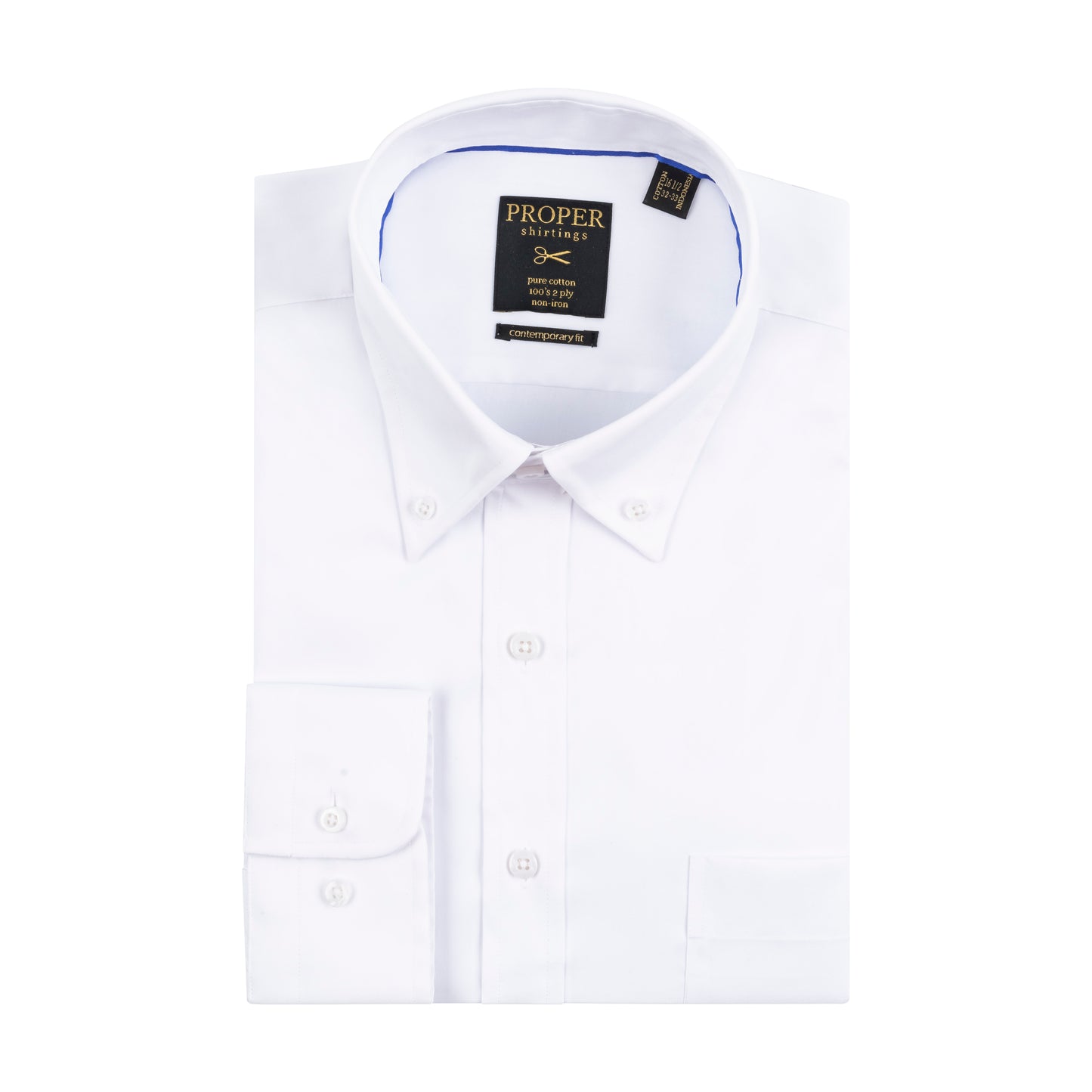 PROPER PINPOINT 100s 2 PLY COTTON CONTEMPORARY FIT BUTTON-DOWN COLLAR Miltons - The Store for Men PROPER PINPOINT 100s 2 PLY COTTON CONTEMPORARY FIT BUTTON-DOWN COLLAR Miltons - The Store for Men