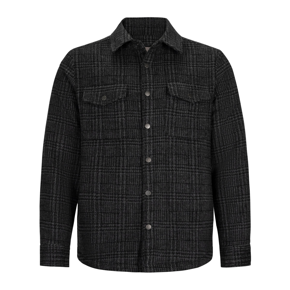 NICOBY SHERPA-LINED PLAID SNAP-FRONT SHIRT JACKET
