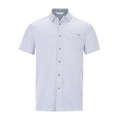 NICOBY INDIGO CONTRAST STRIPE BUTTON FRONT SHIRT