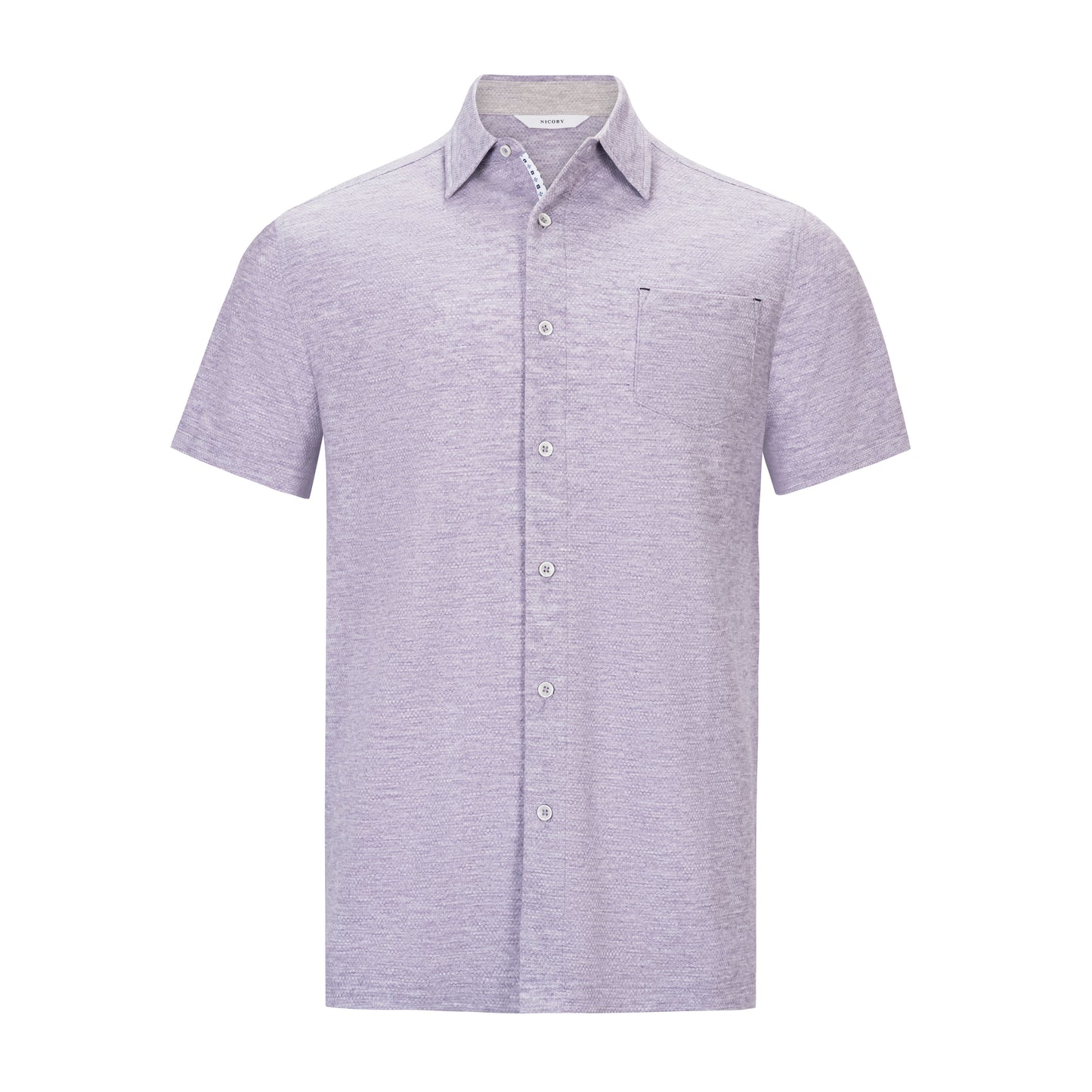 NICOBY HONEYCOMB KNIT SHORT SLEEVE BUTTON FRONT SHIRT