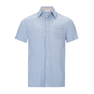 NICOBY HONEYCOMB KNIT SHORT SLEEVE BUTTON FRONT SHIRT
