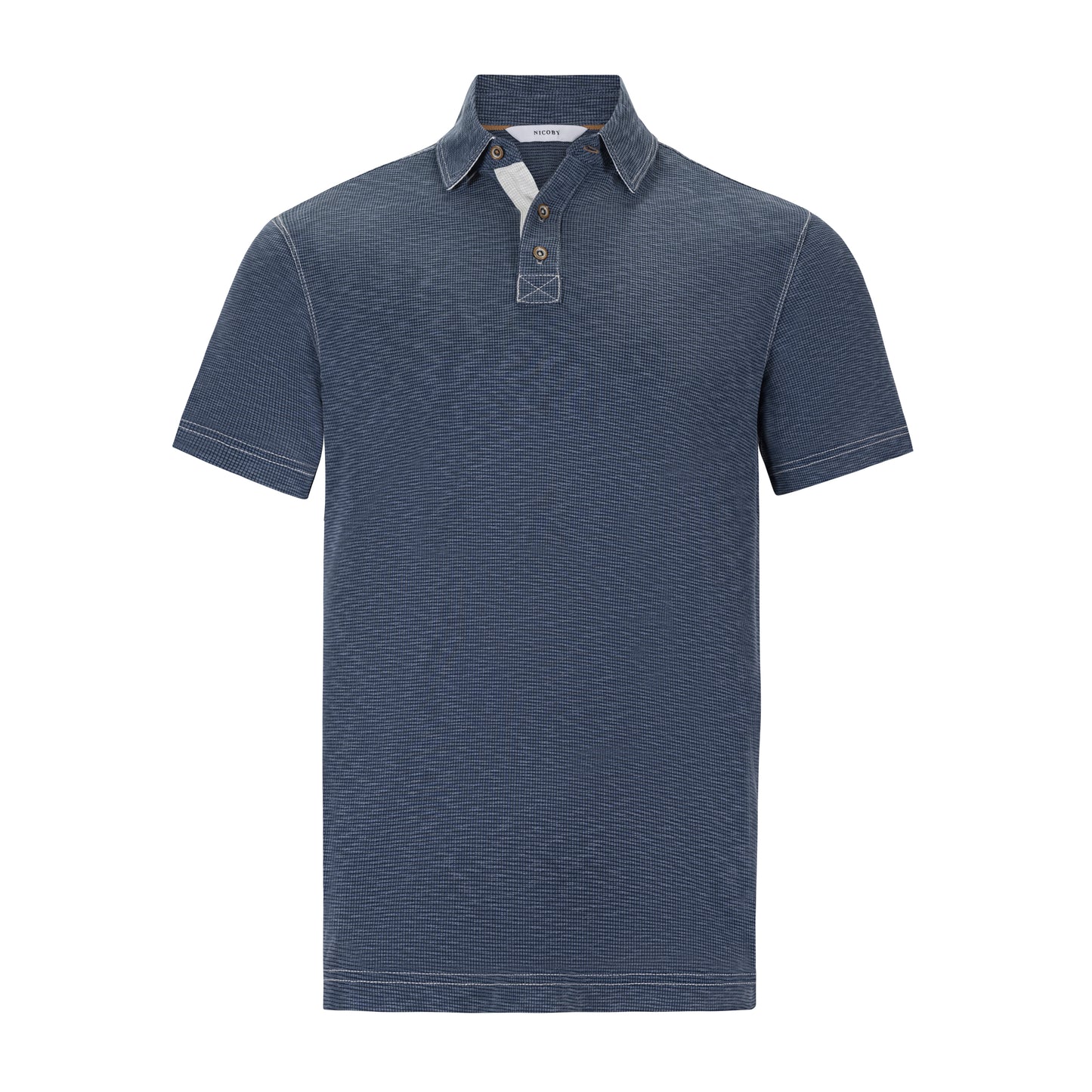 NICOBY NAVY WAFFLE KNIT POLO