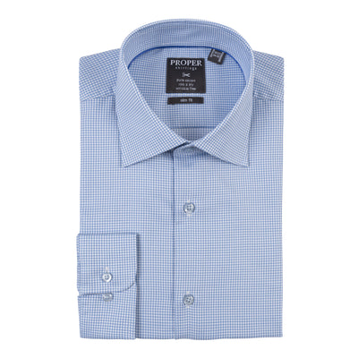 PROPER COTTON BLUE CHECK SLIM FIT DRESS SHIRT