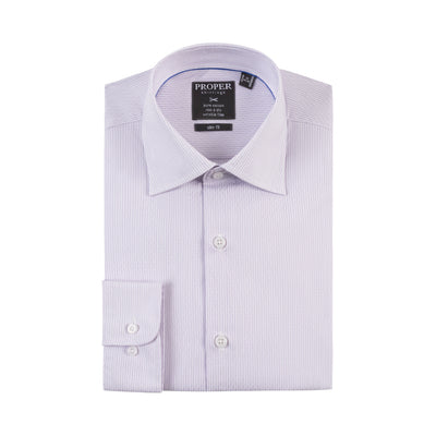 PROPER COTTON WRINKLE-FREE SLIM LILAC STRIPE DRESS SHIRT