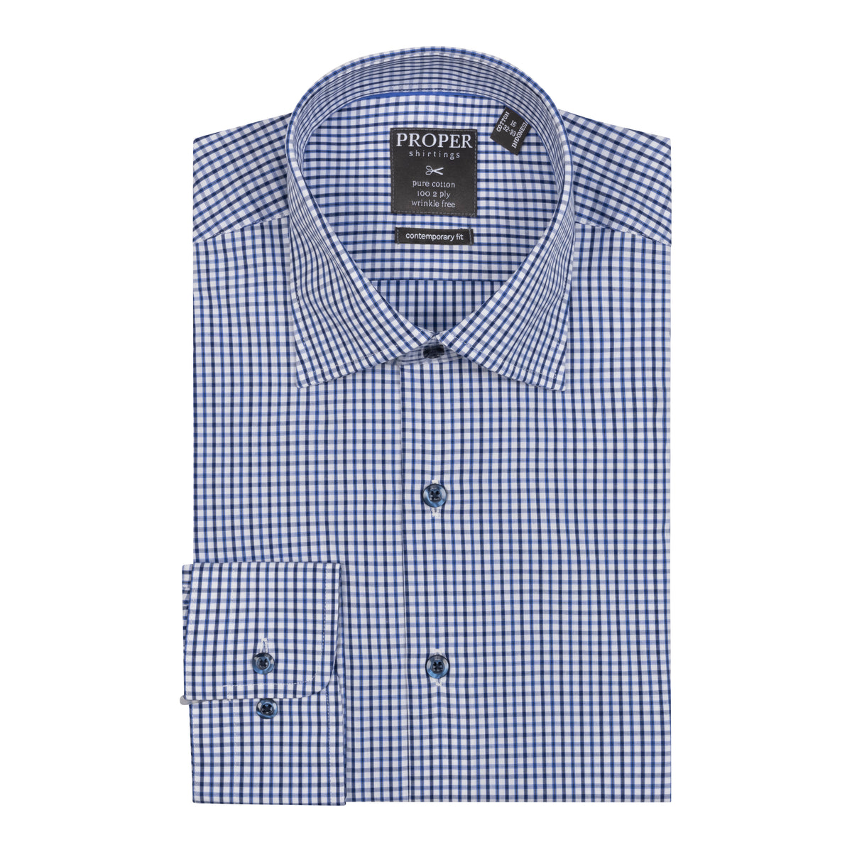 PROPER COTTON BLUE CHECK DRESS SHIRT