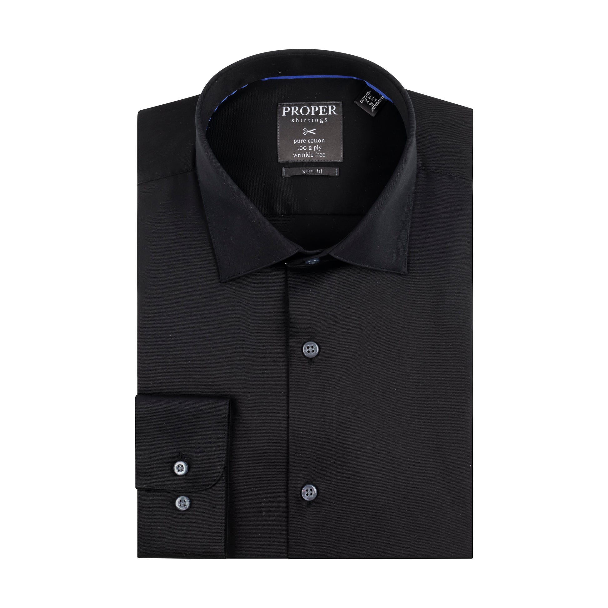 Proper Cotton Twill Slim Fit Dress Shirt, 17 34/35 / Black Proper Cotton Twill Slim Fit Dress Shirt, 17 34/35 / Black
