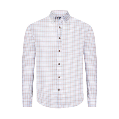 STANTT SKY BLUE AND RUSSET TATTERSALL CHECK DRESS SHIRT