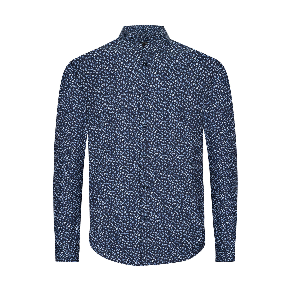 MASUTTO NAVY MICRO-FLORAL COTTON DRESS SHIRT