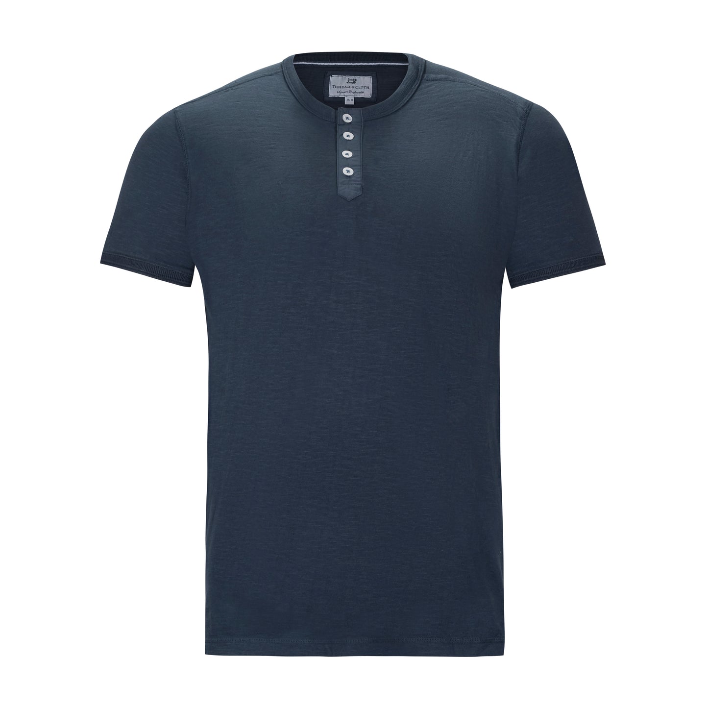 THREAD & CLOTH COTTON SLUB CREW NECK HENLEY TEE