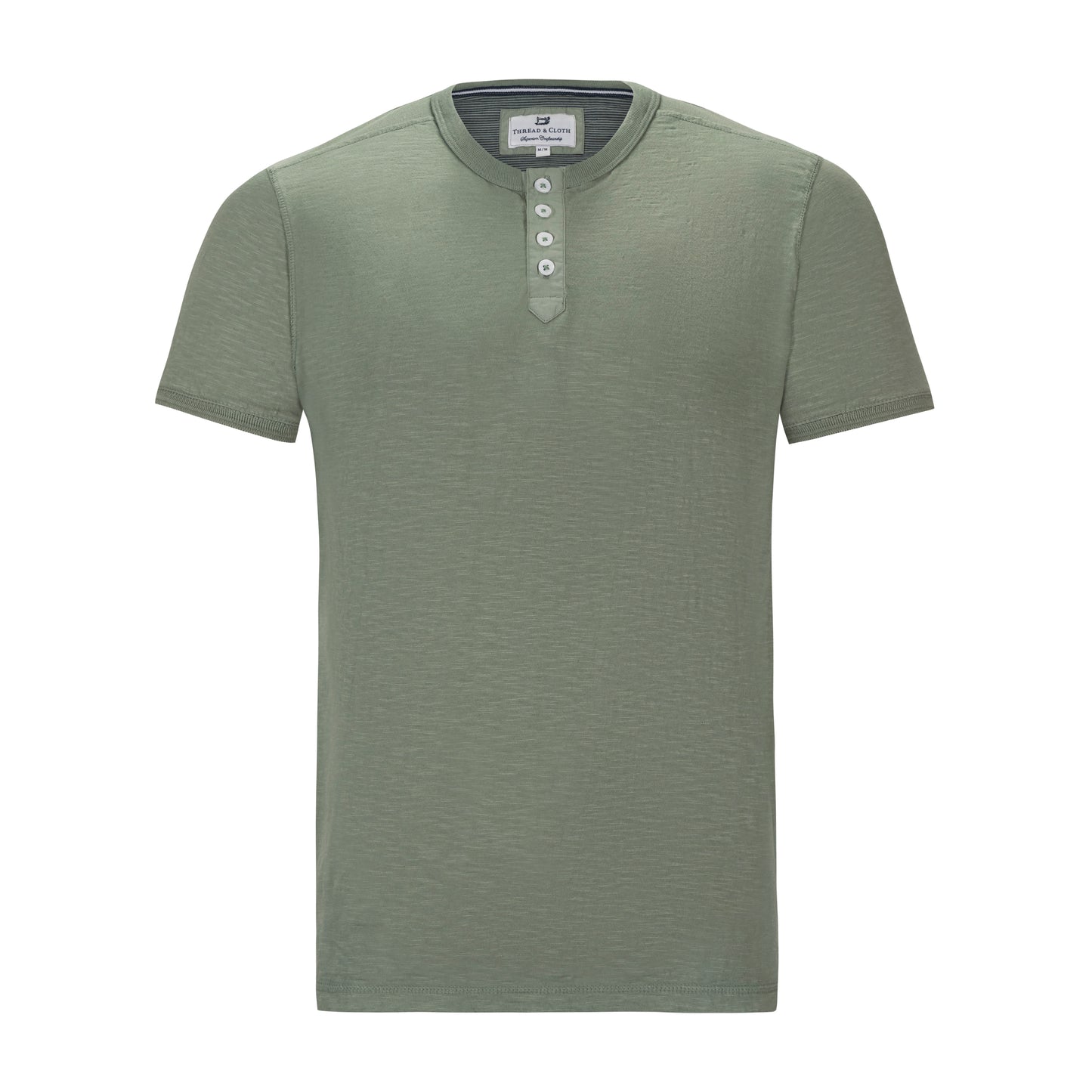 THREAD & CLOTH COTTON SLUB CREW NECK HENLEY TEE