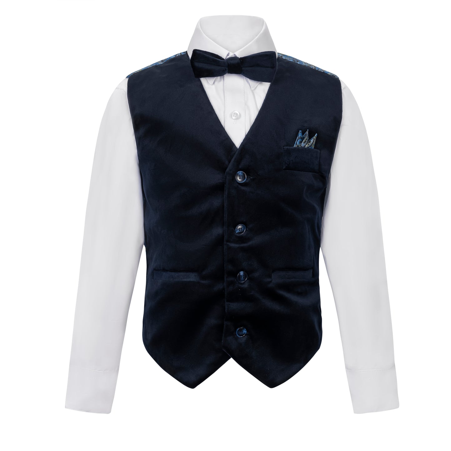 A.X. N.Y. BOYS 4 PIECE NAVY VELVET VEST SET