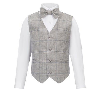 A.X. N.Y. BOYS 4 PIECE GLEN PLAID VEST SET