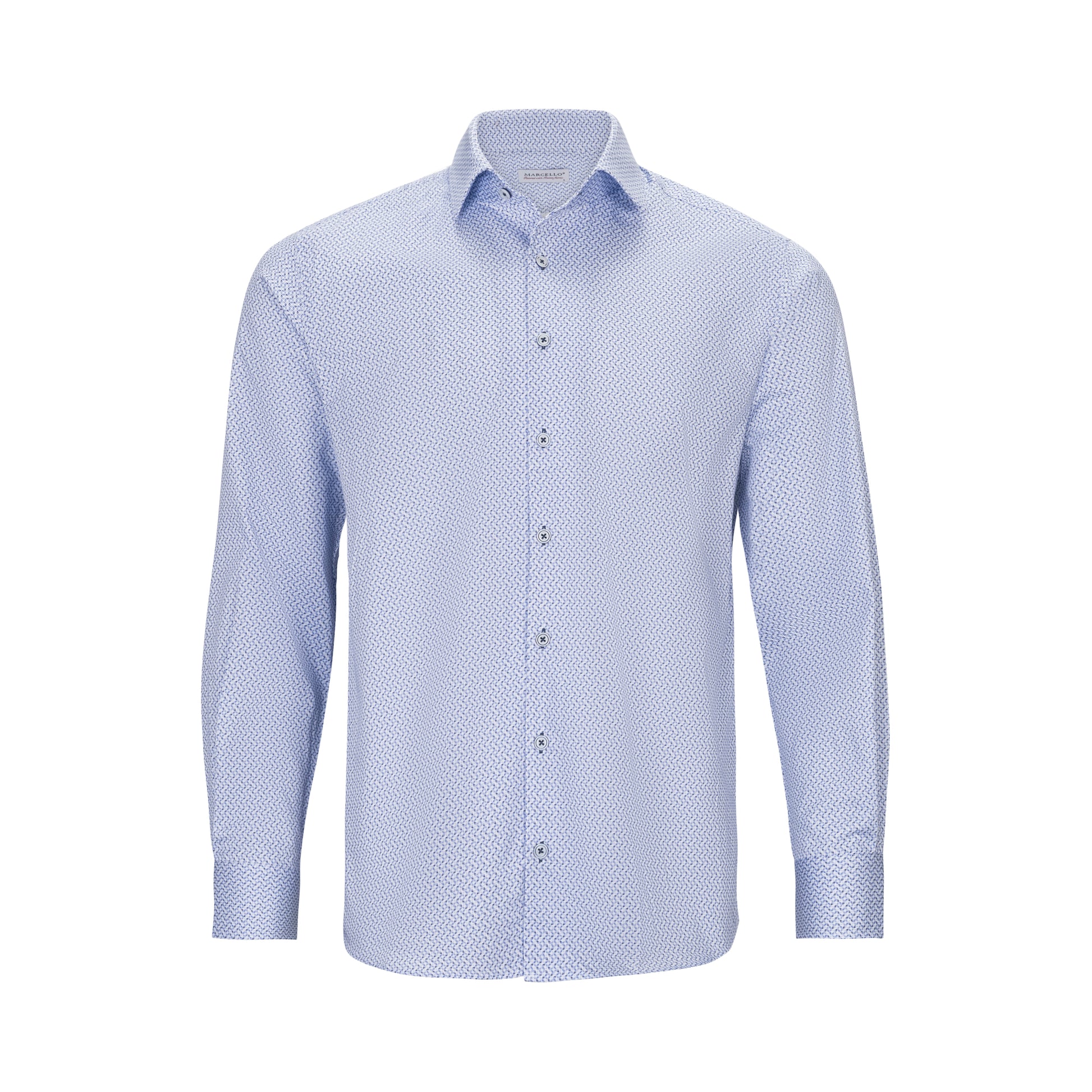 Marcello Blue Micro Geo Print Shirt