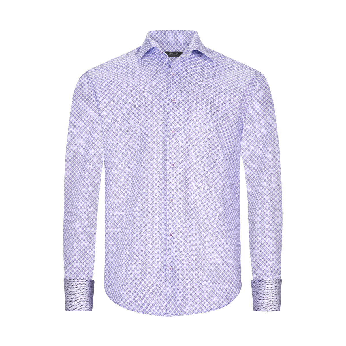 MARCELLO PURPLE AND BLUE MEDALLION DRESS SHIRT