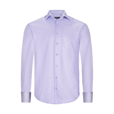 MARCELLO PURPLE AND BLUE MEDALLION DRESS SHIRT