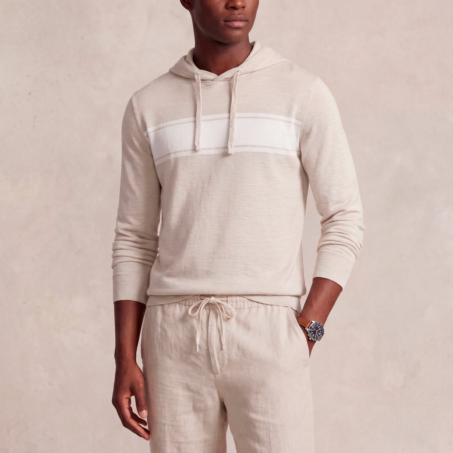 FAHERTY ICE GREY SUNWASHED COTTON SURF STRIPE HOODIE