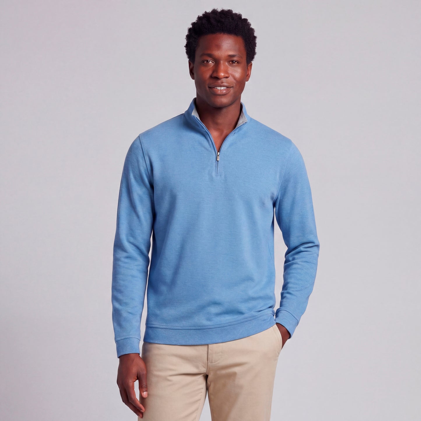 PETER MILLAR CROWN COMFORT 1/4 ZIP IN BLUEBIRD