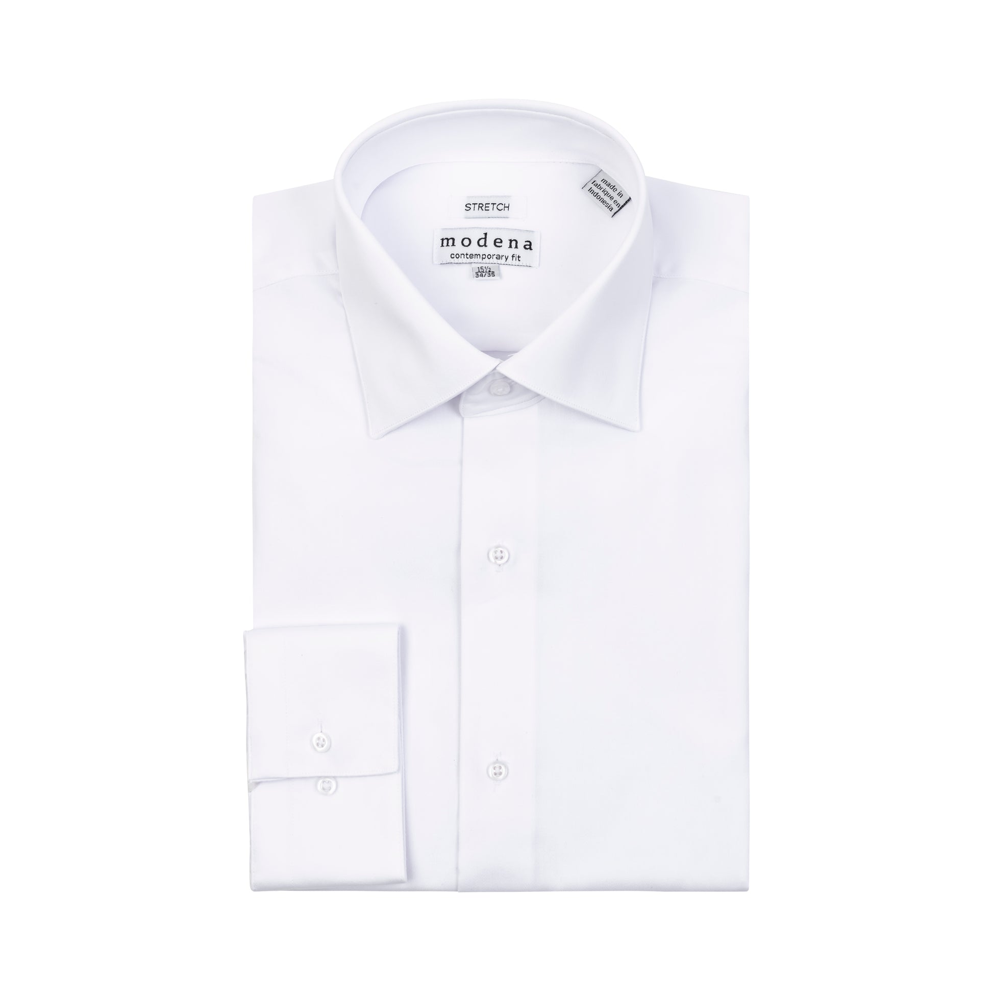 Modena Cotton Rich Blend Sateen Formal Dress Shirt, 20 36/37 / White Modena Cotton Rich Blend Sateen Formal Dress Shirt, 20 36/37 / White