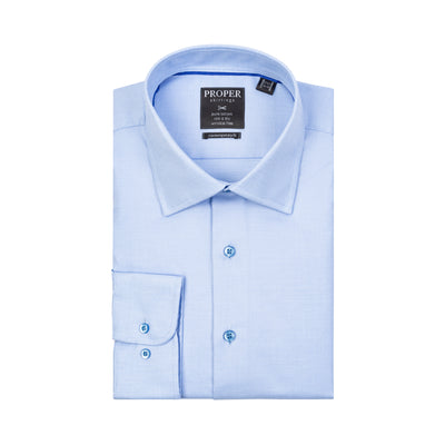 PROPER COTTON BLUE TEXTURED CHECK CONTEMPORARY FIT DRESS SHIRT